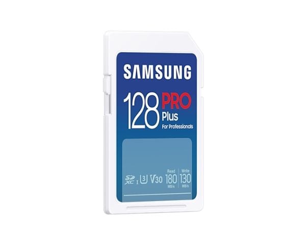 Samsung PRO Plus MB-SD128SB - Flashminnekort - 128 GB - Video Class V30 / UHS-I U3 / Class10 - SDXC UHS-I - hvit