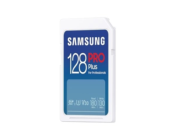 Samsung PRO Plus MB-SD128SB - Flashminnekort - 128 GB - Video Class V30 / UHS-I U3 / Class10 - SDXC UHS-I - hvit