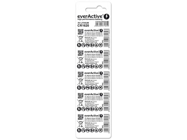 Everactive CR16205BL, Engångsbatteri, CR1620, Litium, 3 V, 5 styck, 10 År