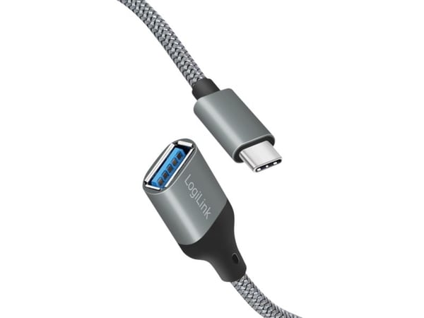 LogiLink CU0106, 0,15 m, USB C, USB A, USB 3.2 Gen 1 (3.1 Gen 1), Grå
