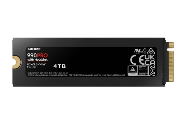 Samsung 990 PRO MZ-V9P4T0GW - SSD - kryptert - 4 TB - intern - M.2 2280 - PCIe 4.0 x4 (NVMe) - 256-bit AES - TCG Opal Encryption 2.0 - integrert kjøle