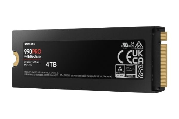 Samsung 990 PRO MZ-V9P4T0GW - SSD - kryptert - 4 TB - intern - M.2 2280 - PCIe 4.0 x4 (NVMe) - 256-bit AES - TCG Opal Encryption 2.0 - integrert kjøle