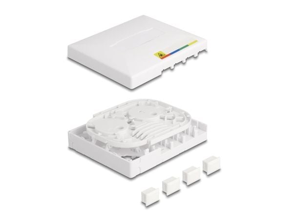 Delockin seinäasennettava valokuituliitäntärasia FTTH 4 x SC simplex tai LC duplex valkoinen