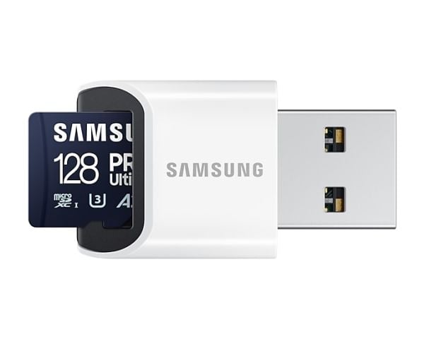 Samsung PRO Ultimate MB-MY128SB - Flashminnekort - 128 GB - A2 / Video Class V30 / UHS-I U3 - microSDXC UHS-I - blå
