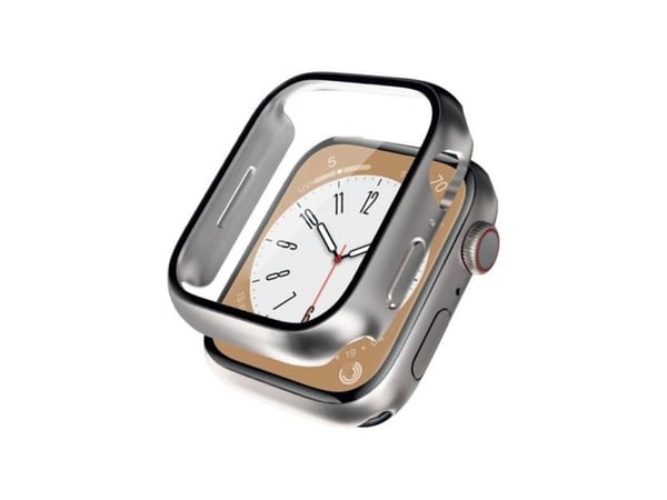 Crong CRG-41HS-STR, Etui, Smartklokke, Sølv, Apple, Apple Watch Series 7/8 41mm, Polykarbonat (PC), Herdet glass