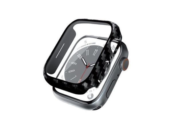 Crong CRG-41HS-CRB, Etui, Smartklokke, Karbon, Apple, Apple Watch Series 7/8 41mm, Polykarbonat (PC), Herdet glass