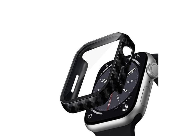 Crong CRG-44HS-CRB, Etui, Smartklokke, Karbon, Apple, Apple Watch Series 4/5/6/SE 44mm, Polykarbonat (PC), Herdet glass