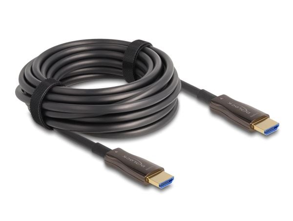 Delock - High Speed - HDMI-kabel - HDMI hann til HDMI hann - 10 m - hybridkobber / fiberoptikk - svart - Active Optical Cable (AOC), 8K 60Hz støtte...