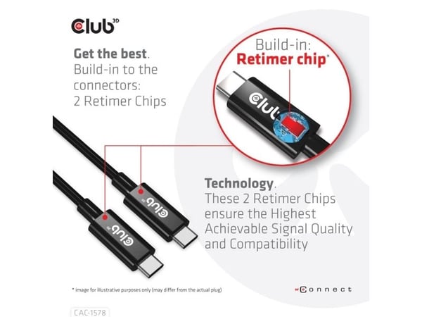Club-3D-kaapeli USB-C->USB-C 2m USB-C->USB-C Gen3x2/8K60Hz 40Gbps PD