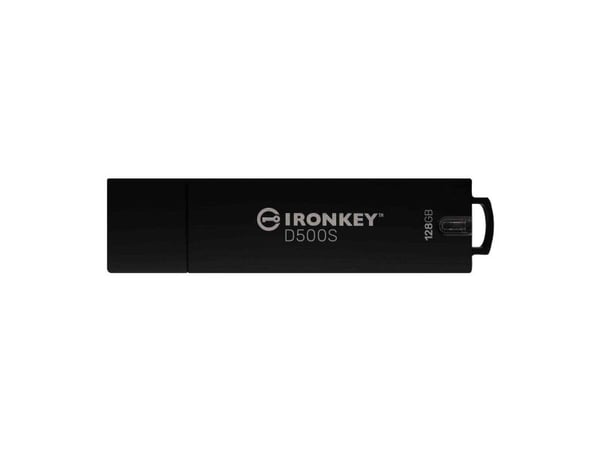 Kingston Technology IronKey D500S, 128 GB, USB A-tyyppi, 3.2 Gen 1 (3.1 Gen 1), 260 MB/s, Suojus, Musta