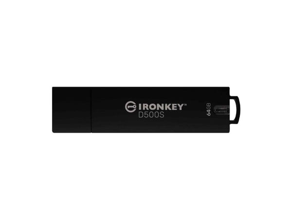 Kingston IronKey D500S - USB-flashstasjon - kryptert - FIPS 140-3 Level 3 - 64 GB - USB 3.2 Gen 1 - TAA-samsvar
