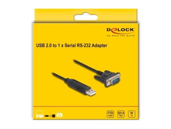Delock - USB / seriell-kabel - USB (hann) til DB-9 (hann) skrubar - 50 cm