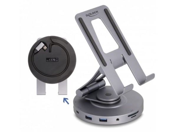 Delock - Dokkingstasjon + nettbrettstativ - for bærbar, bærbar - USB-C / Thunderbolt 3 - HDMI