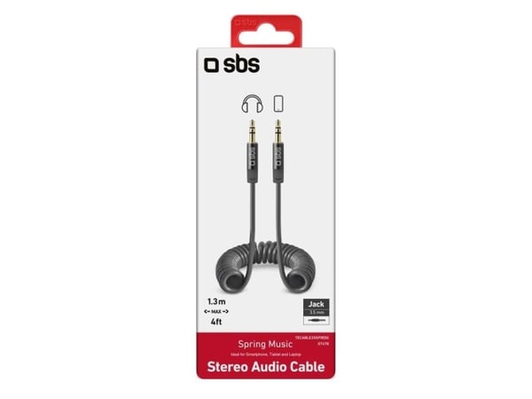 SBS TECABLE35SPIRDG, 3,5 mm, hane, 3,5 mm, hane, 1,3 m, grå
