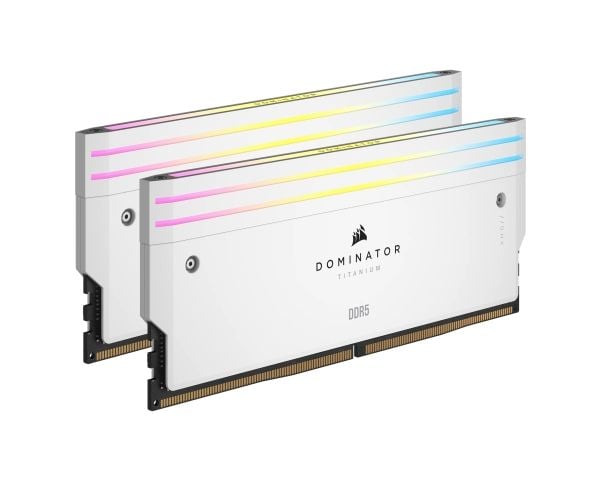 CORSAIR Dominator Titanium RGB - DDR5 - sett - 32 GB: 2 x 16 GB - DIMM 288-pin - 6000 MHz / PC5-48000 - CL30 - 1.4 V - ikke-bufret - hvit