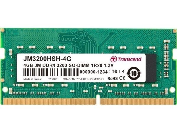 Transcend JetRAM - DDR4 - modul - 4 GB - SO DIMM 260-pin - 3200 MHz / PC4-25600 - CL22 - 1.2 V - ikke-bufret - ikke-ECC