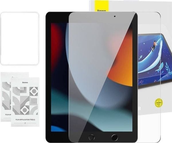 Baseus Crystal 0.3 mm karkaistu lasi iPad Pro/Air3/10.2" Pad 7/8/9 (2kpl) + puhdistusaine iPad Pro/Air3/10.2" Pad 7/8/9 (2kpl) + puhdistusaine)
