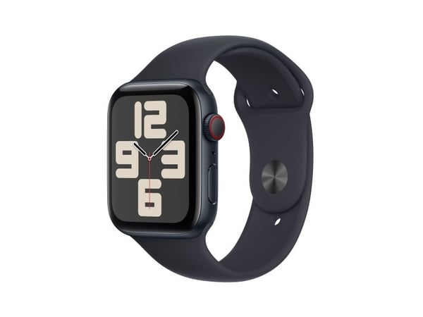 Apple Watch SE (GPS + Cellular) - 2. generasjon - 44 mm - midnattsaluminium - smartklokke med sportsbånd - fluorelastomer - midnatt - båndbredde: M...