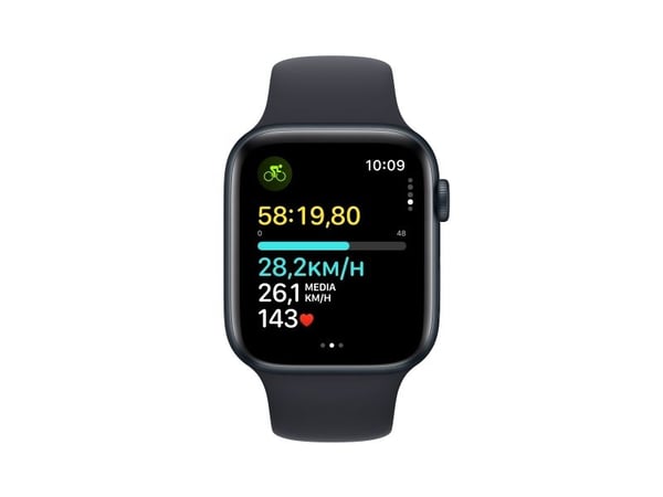 Apple Watch SE (GPS + Cellular) - 2. generasjon - 44 mm - midnattsaluminium - smartklokke med sportsbånd - fluorelastomer - midnatt - båndbredde: M...