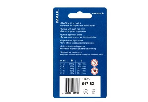MAUL 6176202 - Magnet - Hvid - 20 mm - 6 stk.