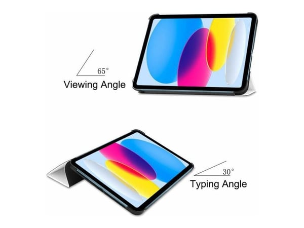 CoreParts - Lommebok for nettbrett - tri-fold caster, with auto-wake function - polyuretanlær - hvit - for Apple 10.9-inch iPad Wi-Fi (10. generasjon)