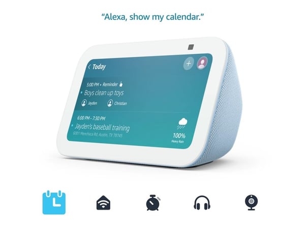 Amazon Echo Show 5 (3rd Generation) - Smart display - with LCD 5.5" display - trådlös - Wi-Fi, Bluetooth - Appkontrollerad - molnblå