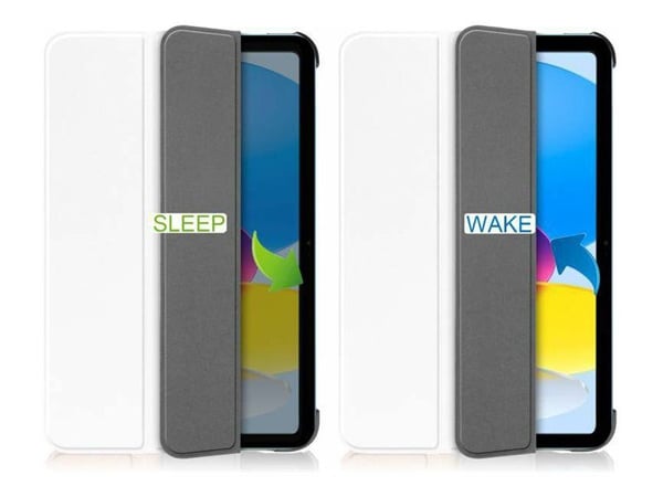 CoreParts - Lommebok for nettbrett - tri-fold caster, with auto-wake function - polyuretanlær - hvit - for Apple 10.9-inch iPad Wi-Fi (10. generasjon)