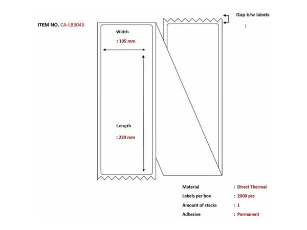 Capture - Permanet adhesiv - hvit - 105 x 220 mm 2000 etikett(er) (1 rull(er) x 2000) boks - merkelapper