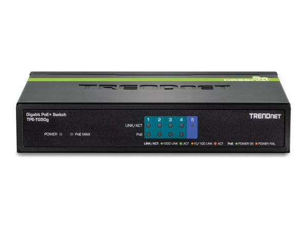 TRENDnet TPE TG50g - Switch - 4 x 10/100/1000 (PoE+) + 1 x 10/100/1000 - stasjonær - PoE+ (31 W) - TAA-samsvar