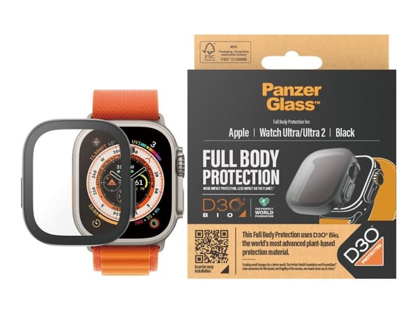 PanzerGlass™ | Full Body - Skjermbeskytter for smartklokke - Svart-utgave | Apple Watch 9 Ultra (49 mm)