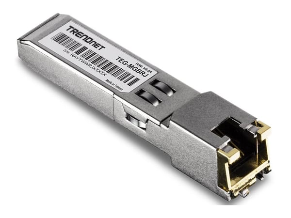 TRENDnet TEG MGBRJ - Version v1.0R - SFP (mini-GBIC) transceivermodul - 1GbE - 1000Base-T - RJ-45 - opp til 100 m - TAA-samsvar