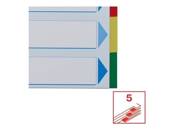 Esselte - Inndeler - 5 deler - for A4 (210 x 297 mm) - med fliker - multifarge - for P/N: 48083, 48086, 48087