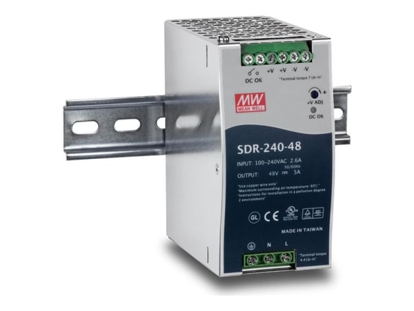 TRENDnet TI-S24048 - Strømforsyning (DIN-skinnemonterbar) - AC 100-240 V - 240 watt - aktiv PFC - TAA-samsvar - for TRENDnet TI-G160i-M, TI-PG80