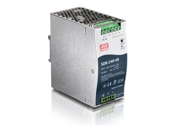 TRENDnet TI-S24048 - Strømforsyning (DIN-skinnemonterbar) - AC 100-240 V - 240 watt - aktiv PFC - TAA-samsvar - for TRENDnet TI-G160i-M, TI-PG80