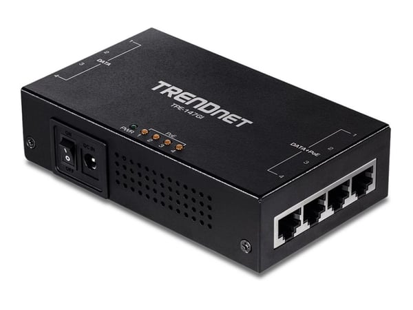 TRENDnet TPE-147GI - Strøminjektor - AC 100-240 V - 65 watt - utgangskontakter: 4 - TAA-samsvar