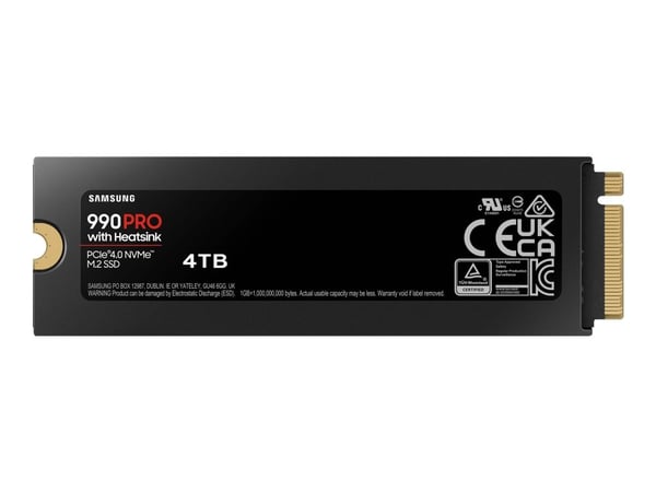 Samsung 990 PRO MZ-V9P4T0GW - SSD - kryptert - 4 TB - intern - M.2 2280 - PCIe 4.0 x4 (NVMe) - 256-bit AES - TCG Opal Encryption 2.0 - integrert kjøle