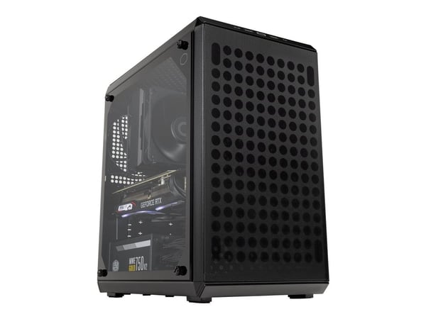Cooler Master Q300L V2 - MT - micro ATX - sidepanel med vindu (herdet glass) - ingen strømforsyning (ATX) - svart - USB/lyd