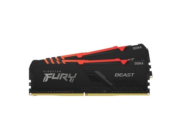 Kingston FURY Beast RGB - DDR4 - sett - 16 GB: 2 x 8 GB - DIMM 288-pin - 3200 MHz / PC4-25600 - CL16 - 1.35 V - ikke-bufret - ikke-ECC - svart