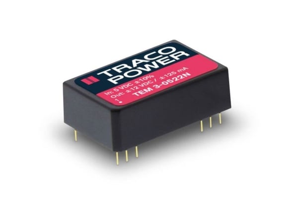 TracoPower TEM 3-2422N DC/DC-muunnin, piirilevy 24 V/DC 12 V/DC, -12 V/DC 125 mA 3 W Lähtöjen määrä: 2 x