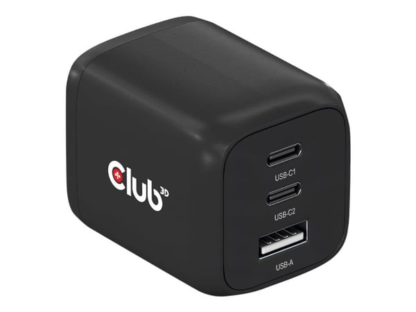 Club3D matkalaturi 2xUSB tyyppi C, 1xUSB tyyppi A, PD 65W vähittäismyyntipakkaus
