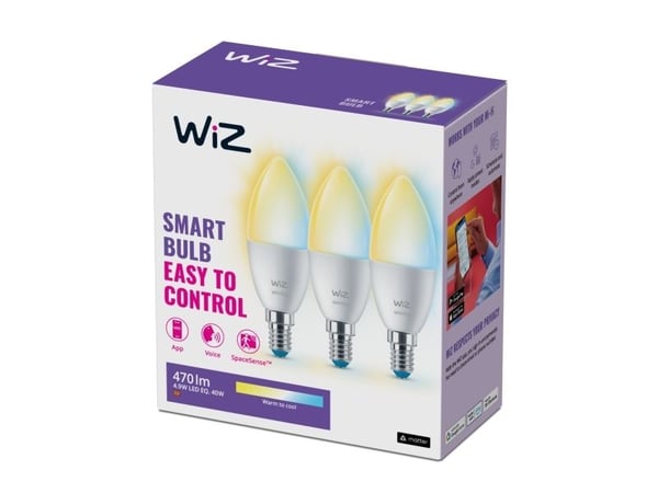 WiZ Crown lys 40W C37 E14 x3, Smart pære, Hvit, E14, Varm hvit, 2700 K, 2700 K