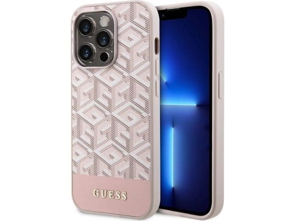 Guess GUHMP14LHGCFSEP iPhone 14 Pro 6,1" rosa/rosa hårt skal GCube Stripes MagSafe