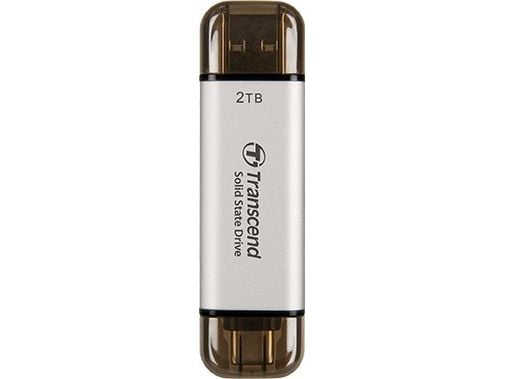 Transcend ESD310 - SSD - 2 TB - ekstern (bærbar) - USB 3.2 Gen 2x1 (USB-C kontakt) - sølv
