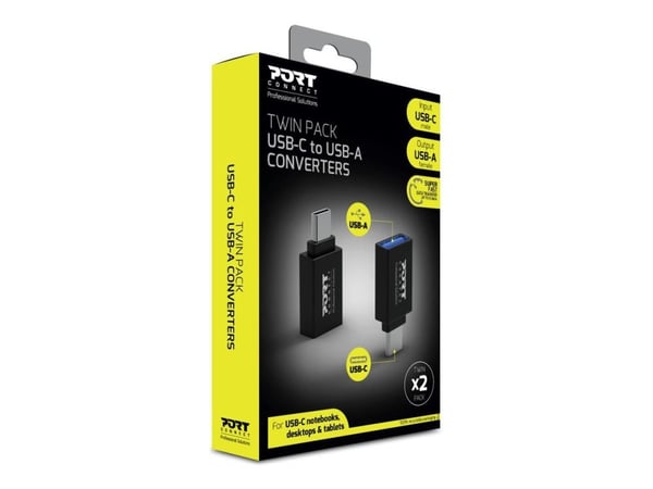 PORT Connect - USB-sovitin - USB Type A (hun) til USB-C (han) - USB 3.1 (pakke med 2) - USB 3.1 (pakke med 2)