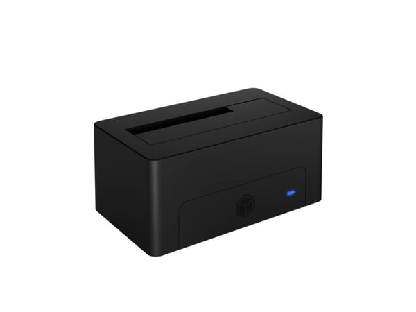 ICY BOX IB-1121-U3 - HDD / SSD-dokkestasjon - brønner: 1 - 2,5" / 3,5" delt - SATA 6Gb/s - USB 3.2 (Gen 1) - svart