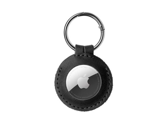 Real Leather Keychain Case for AirTag Black