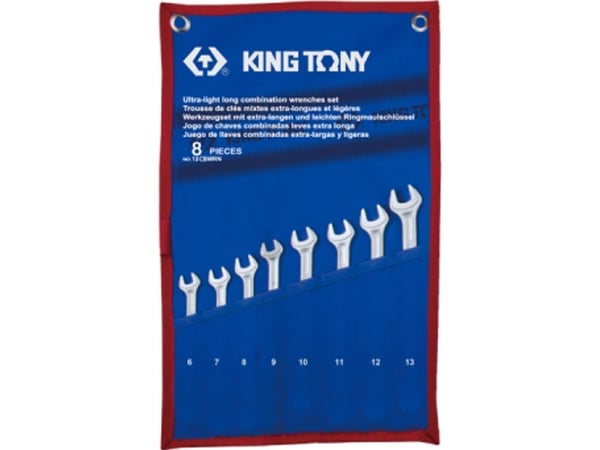 KING TONY sett med fastnøkler åpne/ring 6-13 mm, 8 deler etui