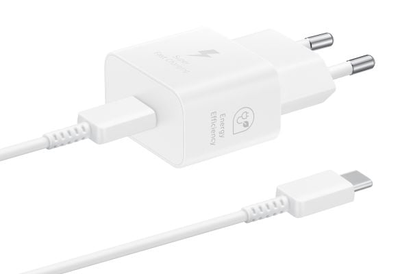 Samsung EP-T2510X - Strømadapter - med datakabel - 25 watt - 3 A - PD 3.0, PD/PPS, SFC (USB-C) - på kabel: USB-C - hvit