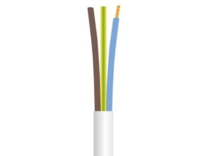 Tilledning rund, pvc 3G1,5 mm² PKAJ hvit 300/500V ring, kabeldiameter 9,4 mm - (50 meter)
