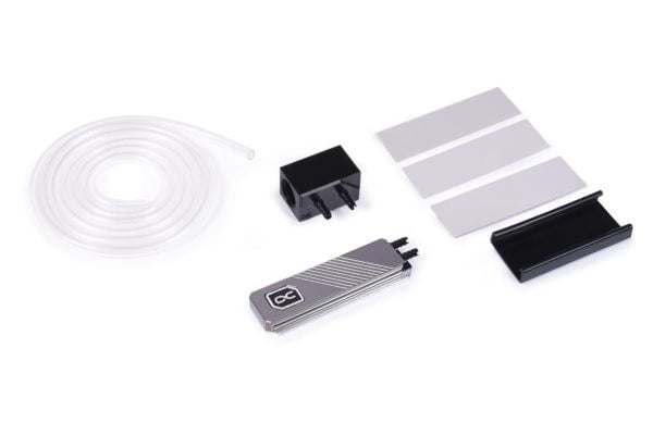 Alphacool 11769, Vannblokk, Acetal, Messing, Nickel, Polyvinylklorid (PVC), Sort, Sølv, 1/4", 60 °C, 0,8 stang